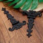 4 bisagras en T de alta resistencia - Metal negro vintage, extremo con recubrimiento en polvo y tornillos incluidos para puertas de granero