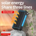 Cargador de banco de energía inalámbrico de 30000 mAh | 7 puertos de salida, 4 opciones de entrada, carga rápida de 15 W, alimentado por energía solar, funciones de linterna SOS/estroboscópica/de luz fuerte, manivela, incluye 3 cables - Image 3