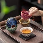 Juego de tazas de té de cinco elementos, hecho a mano, para horno, 5 piezas, juego de té Kung Fu, taza de té grande, taza de Jianzhan, regalo de negocios - Image 4