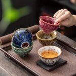 Juego de tazas de té de cinco elementos, hecho a mano, para horno, 5 piezas, juego de té Kung Fu, taza de té grande, taza de Jianzhan, regalo de negocios - Image 7