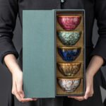 Juego de tazas de té de cinco elementos, hecho a mano, para horno, 5 piezas, juego de té Kung Fu, taza de té grande, taza de Jianzhan, regalo de negocios