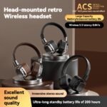 Auriculares inalámbricos retro de gran sonido con tecnología Wireless 5.3 - Cero lag para gaming, audio de alta fidelidad y bajos potentes, batería duradera de 350Mah, perfectos para amantes de la música y deportistas - Image 6