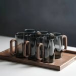Juego de tazas de 6 piezas de lo más elegante: Vasos de cristal de borosilicato de alta resistencia al calor para uso doméstico, tazas con mango de madera para sala de estar, juego de tazas de té de nogal , vasos de cristal de borosilicato de alta resistencia al calor para uso doméstico - Image 6
