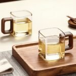 Juego de 4 tazas de té de cristal de estilo antiguo, juego de té Kung Fu, asas cuadradas, tazas de té japonesas portátiles para el hogar, adecuadas como regalos para Navidad, Halloween y Acción de Gracias - Image 3
