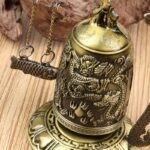 Campana decorativa de dragón de bronce chino antiguo hecha a mano, decoración china de Feng Shui para escritorio, hogar y dormitorio, un adorno de amuleto de la suerte