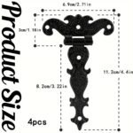 4 bisagras en T de alta resistencia - Metal negro vintage, extremo con recubrimiento en polvo y tornillos incluidos para puertas de granero - Image 2