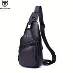 BULLCAPTAIN Bolso de Pecho de Cuero Genuino para Hombres - Mochila Bandolera de Cuero de Vaca de Gran Capacidad con Correa Multifuncional, Cierre de Cremallera y Hebilla, Duradero y Manos Libres para Exteriores, Viajes (Uso Casual) - Cuero de Vaca de Primera Calidad - Image 8