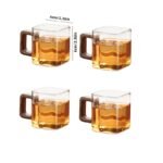 Juego de 4 tazas de té de cristal de estilo antiguo, juego de té Kung Fu, asas cuadradas, tazas de té japonesas portátiles para el hogar, adecuadas como regalos para Navidad, Halloween y Acción de Gracias - Image 4