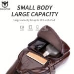 BULLCAPTAIN Bolso de Pecho de Cuero Genuino para Hombres - Mochila Bandolera de Cuero de Vaca de Gran Capacidad con Correa Multifuncional, Cierre de Cremallera y Hebilla, Duradero y Manos Libres para Exteriores, Viajes (Uso Casual) - Cuero de Vaca de Primera Calidad - Image 11