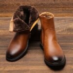 Botas de Nieve para Hombre, Cremallera Interior, Parte Superior de PU, Decoración Metálica, Forro Polar Interior, Cálidas y Cómodas, Suela de Goma, Antideslizantes y Resistentes al Desgaste