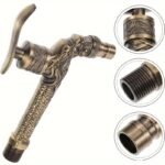 IDOLPACK Grifo Exterior de Alta Resistencia en Bronce Antiguo - Conector de Manguera de Jardín de Un Solo Agujero, Pico Roscado /EU, Dispositivo de Riego de Césped de Aleación Duradera, Compatible con Tubería de Fuente (Herrajes) - Image 3