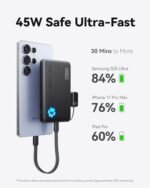 INIU 45W Fast Charging Portable Charger, 40% Smaller 10000mAh with Detachable Cable, Flight-Safe Travel Power Bank, USB C External Phone Battery Pack for iPhone 17 16 Pro iPad Samsung S26 Google etc : Cell Phones & Accessories - Image 3