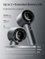 JISULIFE Handheld Fan Pro1S - Next-Gen Airflow: Up to 40h Runtime, Metal Body - Enduring Quality, 1-100 Speed Scroll Wheel, 5000mAh-Portable Fan for Travel, Gifts for Women Men(Starry Grey) : Home & Kitchen - Image 3