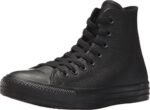 | Converse Chuck Taylor® All Star® Leather Hi Black Mono Leather Men's 8.5, Women's 10.5 Medium | Fashion Sneakers