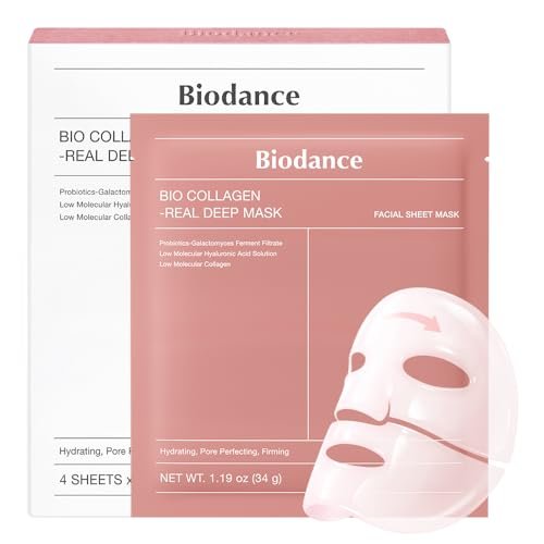 Version 1.0.0 BIODANCE Bio-Collagen Real Deep Mask, Hydrating Overnight Hydrogel Face Mask, Pore Minimizing, Elasticity, Plumping, Travel Essentials & Self Care Gifts for Women, Korean Skin Care | 1.19oz(34g) x 4ea : Beauty & Personal Care - Image 1