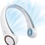 CIVPOWER Neck Fan: Portable Personal Neck Cooling Rechargeable Bladeless Fan - Hands Free 3 Speed 4000 mAh Battery USB Operated Wearable Headphone Design - Gift for Men Women Outdoor (White) : Home & Kitchen