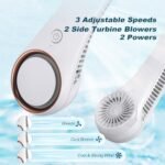 CIVPOWER Neck Fan: Portable Personal Neck Cooling Rechargeable Bladeless Fan - Hands Free 3 Speed 4000 mAh Battery USB Operated Wearable Headphone Design - Gift for Men Women Outdoor (White) : Home & Kitchen - Image 4
