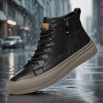 Zapatos de Hombre 2024 Nuevo Estilo Británico Retro Moda Botines Media Caña Cremallera Lateral Tendencia Versátil Desplazamiento Oficina Negocios Zapatos Casuales