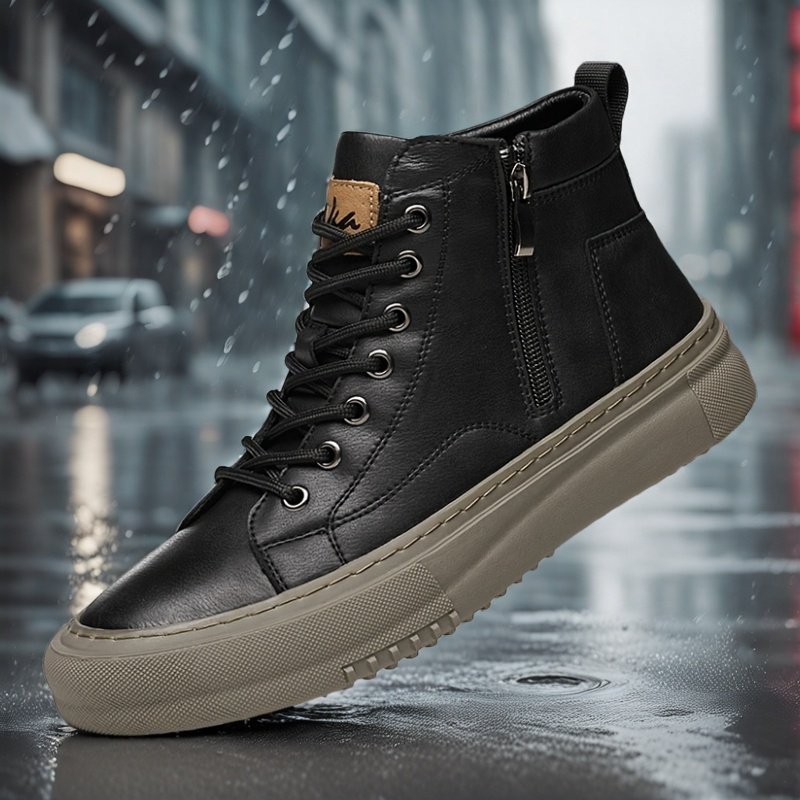 42346543df7680d63568249f6af358d9_L2SGhfqzAbfQD.jpg Zapatos de Hombre 2024 Nuevo Estilo Británico Retro Moda Botines Media Caña Cremallera Lateral Tendencia Versátil Desplazamiento Oficina Negocios Zapatos Casuales - Image 1