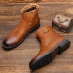 Botas de Nieve para Hombre, Cremallera Interior, Parte Superior de PU, Decoración Metálica, Forro Polar Interior, Cálidas y Cómodas, Suela de Goma, Antideslizantes y Resistentes al Desgaste - Image 3