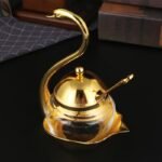 1P Tarro de Azúcar de Vidrio Cisne, Tarro de Condimentos de Cocina, Tarro de Sal, Tarro de Saborizantes, Caja de Condimentos para Restaurante, Tarro de Azúcar para Cafetería, Ideal para Regalos o Accesorios de Boda, Adornos para Mesa del Hogar - Image 3