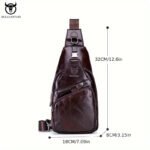 BULLCAPTAIN Bolso de Pecho de Cuero Genuino para Hombres - Mochila Bandolera de Cuero de Vaca de Gran Capacidad con Correa Multifuncional, Cierre de Cremallera y Hebilla, Duradero y Manos Libres para Exteriores, Viajes (Uso Casual) - Cuero de Vaca de Primera Calidad - Image 6