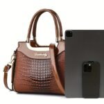 Bolso para Madre, Bolso Familiar para Mujer con Diseño de Cocodrilo Patente, Bolso de Moda Versátil y Popular de Hombro Cruzado, Regalo de Acción de Gracias - Image 9