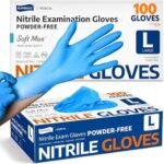 Supmedic Medical Nitrile Exam Gloves, Latex-Free, Powder-Free, Food Safe, Cooking Food Prep, Disposable Gloves, Blue, 100 Pcs (Large) : Industrial & Scientific