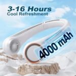 CIVPOWER Neck Fan: Portable Personal Neck Cooling Rechargeable Bladeless Fan - Hands Free 3 Speed 4000 mAh Battery USB Operated Wearable Headphone Design - Gift for Men Women Outdoor (White) : Home & Kitchen - Image 5