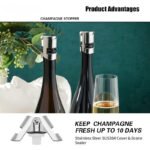 Tapón para Vino y Champán con Cierre a Presión Translúcido - Tapa de Botella Reutilizable para Vino Espumoso, Cava y Prosecco - Grado Alimenticio, Plateado para el Día de San Valentín y Suministros para las Fiestas de Pascua - Image 3
