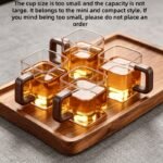 Juego de 4 tazas de té de cristal de estilo antiguo, juego de té Kung Fu, asas cuadradas, tazas de té japonesas portátiles para el hogar, adecuadas como regalos para Navidad, Halloween y Acción de Gracias - Image 2