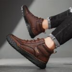 Zapatillas de moda para hombre, casuales, hechas a mano, para caminar y hacer senderismo, talla masculina, en , marrón y gris - Image 2