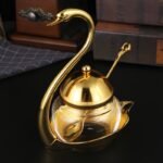 1P Tarro de Azúcar de Vidrio Cisne, Tarro de Condimentos de Cocina, Tarro de Sal, Tarro de Saborizantes, Caja de Condimentos para Restaurante, Tarro de Azúcar para Cafetería, Ideal para Regalos o Accesorios de Boda, Adornos para Mesa del Hogar