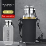 Vaso de vidrio multicapacidad con funda, taza infusora de té de vidrio extragrande portátil para exteriores, vaso para beber con separación de té y agua, taza transparente resistente al calor y al frío para preparar té, botella de agua portátil, jarra para agua fría, vaso de bebida multiusos - Image 10