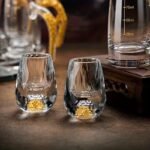 6 vasos elegantes de vidrio para shot con detalles de hojas doradas - Vasos de 15 ml/0.5 oz para mezcal/tequila, reutilizables, lavables a máquina, perfectos para regalo del Día del Padre - Image 4