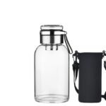 Vaso de vidrio multicapacidad con funda, taza infusora de té de vidrio extragrande portátil para exteriores, vaso para beber con separación de té y agua, taza transparente resistente al calor y al frío para preparar té, botella de agua portátil, jarra para agua fría, vaso de bebida multiusos - Image 7