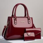 Nuevo Conjunto de Tres Piezas de Moda Casual para Mujer 2024, Bolso de Mano Brillante Patentado de Gran Capacidad, Bolsos Tote Multicapa, Bolsos Cruzados, Bolsos de Hombro Versátiles para Madres de Edad Media - Image 3