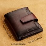 Billetera Vintage de Cuero Genuino para Hombre con Cremallera, Tarjeta Anti-Robado RFID, Cuero Vacuno de Primera Capa, Billetera Vertical Bi-Fold, Puede Contener Documentos de Identificación, Gran Capacidad con Múltiples Ranuras para Tarjetas de Crédito, 12 Ranuras para Tarjetas, 1 Bolsillo con Cremallera para Monedas, 2 Ranuras para Billetes, Regalo para Novio - Image 5