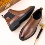 Botas Chelsea de caña alta prémium de otoño e invierno para hombre, informales de negocios antideslizantes para exteriores, zapatos clásicos, diseño elástico de punta puntiaguda