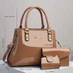 Nuevo Conjunto de Tres Piezas de Moda Casual para Mujer 2024, Bolso de Mano Brillante Patentado de Gran Capacidad, Bolsos Tote Multicapa, Bolsos Cruzados, Bolsos de Hombro Versátiles para Madres de Edad Media - Image 5