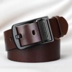 Cinturón de cuero para hombre, cinturón con hebilla grande, cinturón casual vintage para jeans, cinturón de vestir, opción ideal para regalar - Image 2
