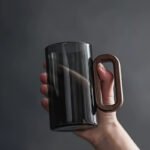 Juego de tazas de 6 piezas de lo más elegante: Vasos de cristal de borosilicato de alta resistencia al calor para uso doméstico, tazas con mango de madera para sala de estar, juego de tazas de té de nogal , vasos de cristal de borosilicato de alta resistencia al calor para uso doméstico - Image 5