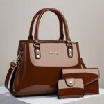 Nuevo Conjunto de Tres Piezas de Moda Casual para Mujer 2024, Bolso de Mano Brillante Patentado de Gran Capacidad, Bolsos Tote Multicapa, Bolsos Cruzados, Bolsos de Hombro Versátiles para Madres de Edad Media - Image 8