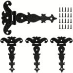 4 bisagras en T de alta resistencia - Metal negro vintage, extremo con recubrimiento en polvo y tornillos incluidos para puertas de granero - Image 4