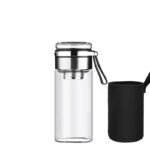 Vaso de vidrio multicapacidad con funda, taza infusora de té de vidrio extragrande portátil para exteriores, vaso para beber con separación de té y agua, taza transparente resistente al calor y al frío para preparar té, botella de agua portátil, jarra para agua fría, vaso de bebida multiusos - Image 5