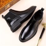 Botas Chelsea de caña alta prémium de otoño e invierno para hombre, informales de negocios antideslizantes para exteriores, zapatos clásicos, diseño elástico de punta puntiaguda - Image 3