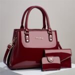 Nuevo Conjunto de Tres Piezas de Moda Casual para Mujer 2024, Bolso de Mano Brillante Patentado de Gran Capacidad, Bolsos Tote Multicapa, Bolsos Cruzados, Bolsos de Hombro Versátiles para Madres de Edad Media - Image 6