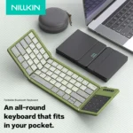 Teclado inalámbrico Bluetooth plegable NILLKIN para tabletas iPad, teléfonos inteligentes y computadoras con panel táctil, diseño compacto y portátil