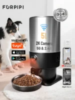 Alimentador automático para perros o gatos 5LSUS, cámara de 1080P con Control remoto, dispensador inteligente de comida para gatos, comedero automático para perros y gatos, accesorios para mascotas