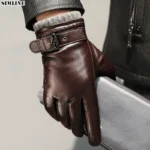 Guantes de Cuero Genuino para Hombre, Tacto y A prueba de Viento